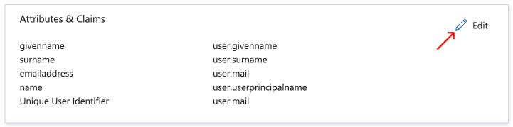 Edit Attributes & Claims